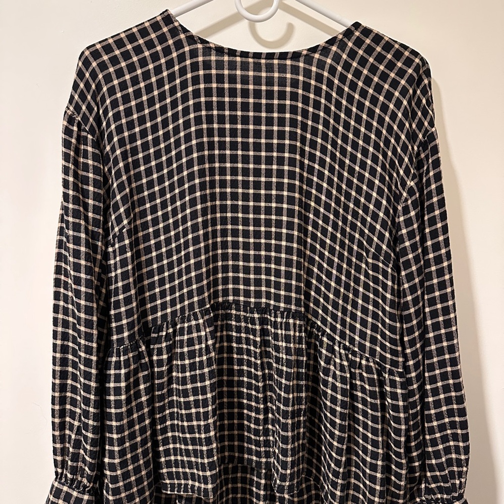 Madewell Checkered Black and Cream Top